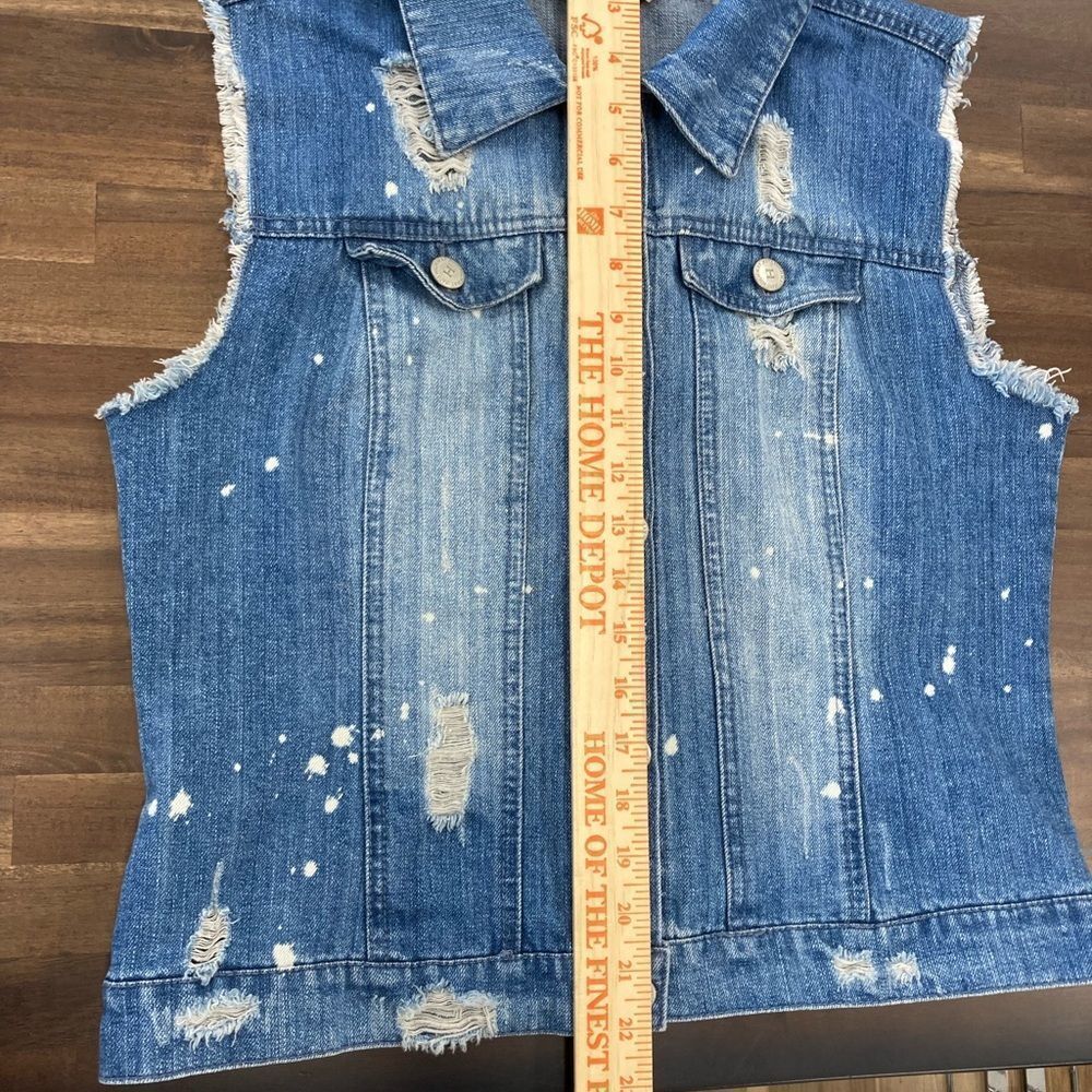 Highway Jean Vest With Bleach Pattern. Size Large. - image 4